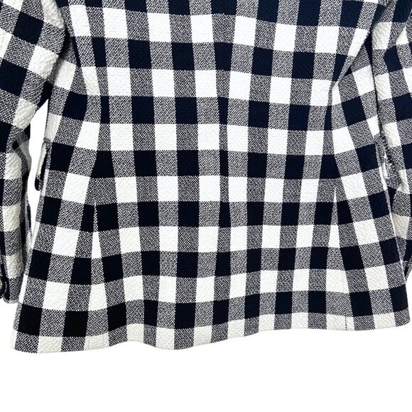 Veronica Beard Miller Dickey Tweed Blazer Black White Gingham Double Breast Sz 0 - Picture 14 of 15